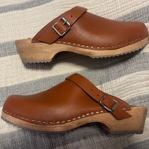 MIA Wood and Leather Brown Clogs Size 9/40